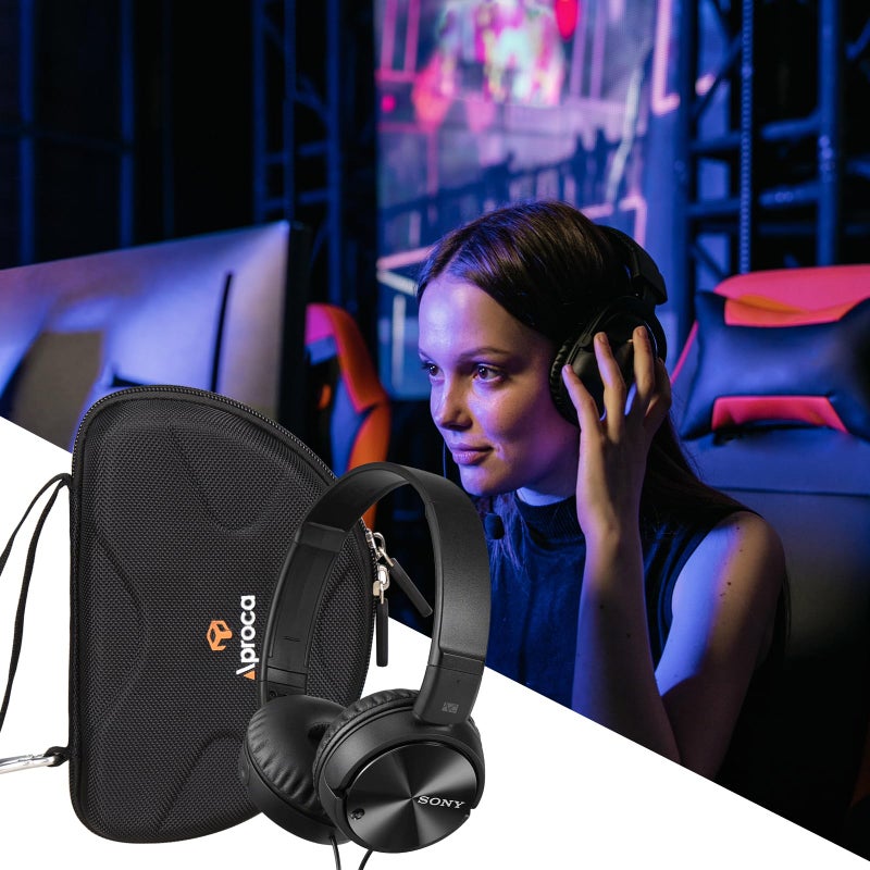 Aproca حافظة Aproca متوافقة مع سماعات الرأس Sony ZX Series MDR-ZX110 / MDRZX110AP / MDRZX110NC / MDR-ZX310AP لإلغاء الضوضاء، حقيبة تخزين محمولة للإكسسوارات (أسود) - Image 4